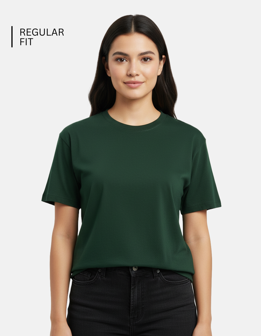 Bottle Green Plain T-Shirt