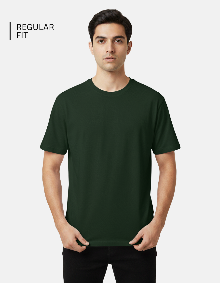 Bottle Green Solid T-Shirt