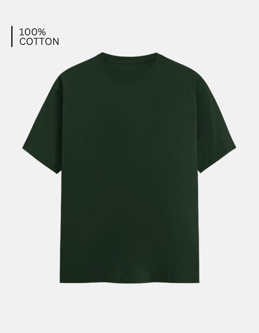 Bottle Green Plain T-Shirt
