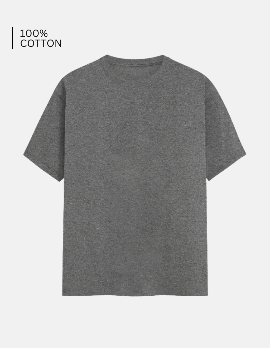 Charcoal Melange Plain T-Shirt