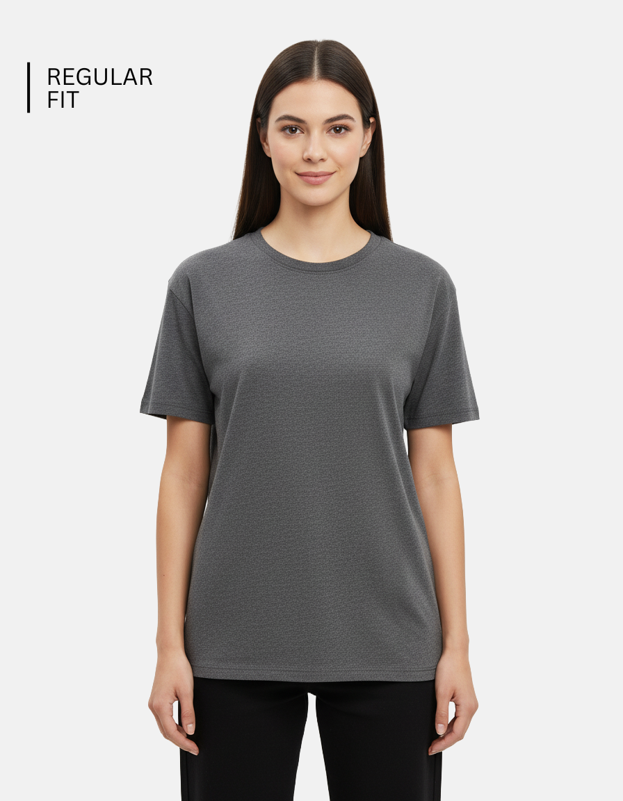 Charcoal Melange Plain T-Shirt