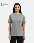 Grey Melange Plain T-Shirt