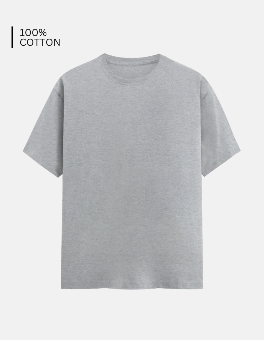 Grey Melange Solid T-Shirt