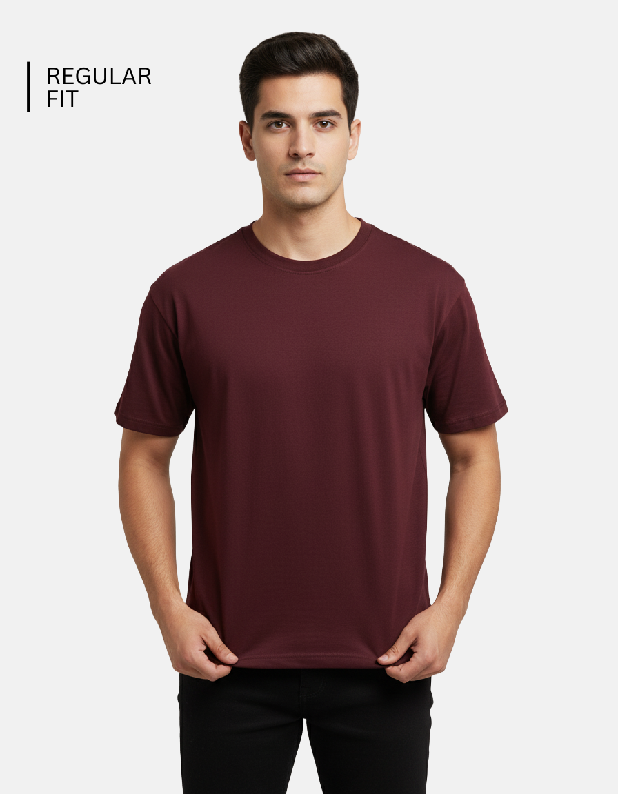 Maroon Solid T-Shirt