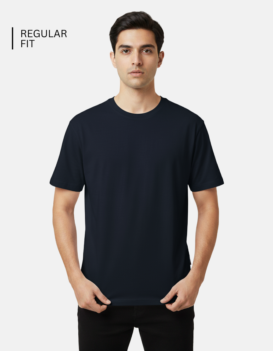 Navy Blue Solid T-Shirt
