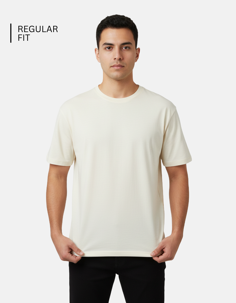 Off White Solid T-Shirt