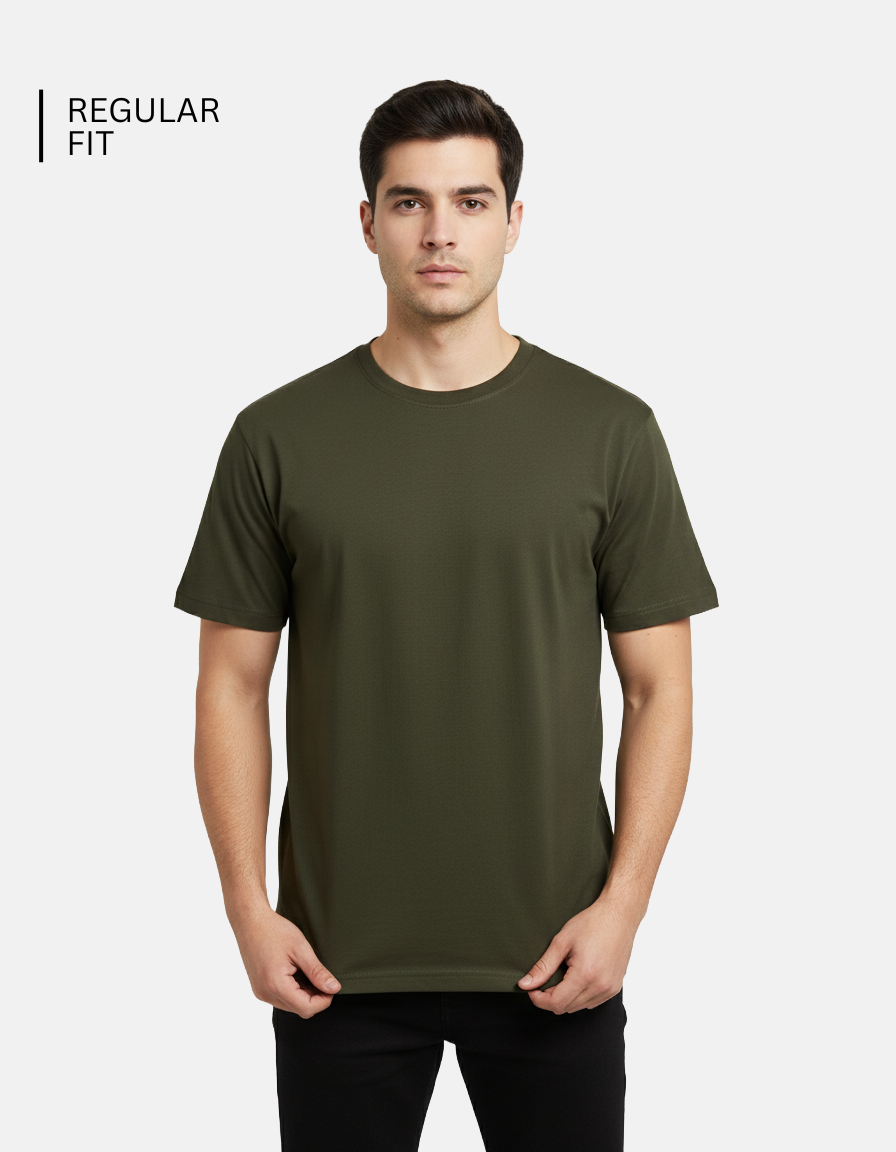 Olive Green Solid T-Shirt