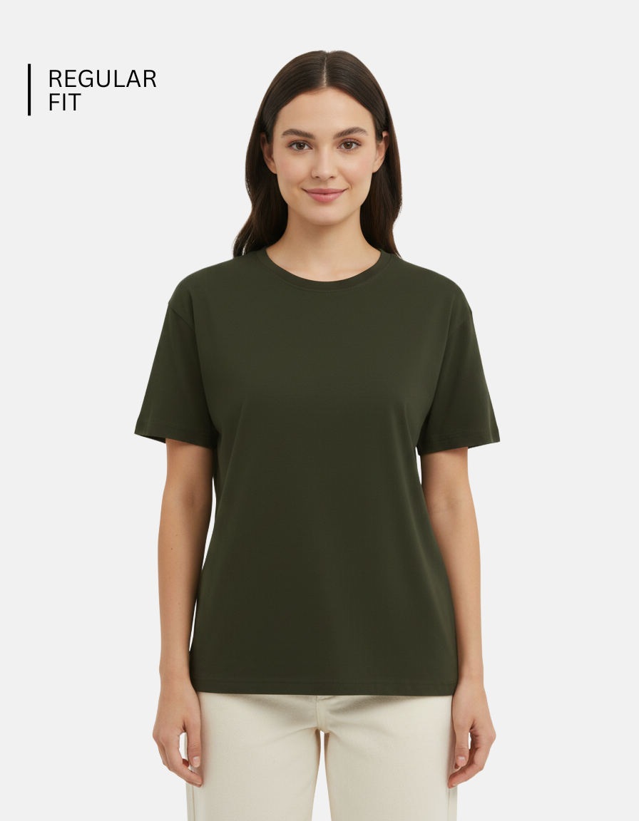 Olive Green Plain T-Shirt